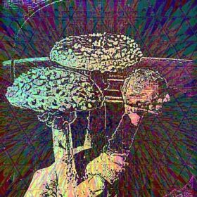 image of psychedelic amanita merch sticker